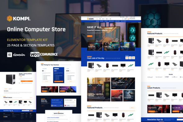 Kompi - Computer Store WordPress Elementor Template Kit