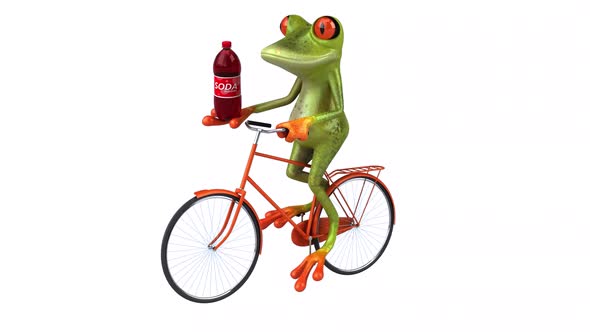 Fun frog on a bicycle - Digital animation