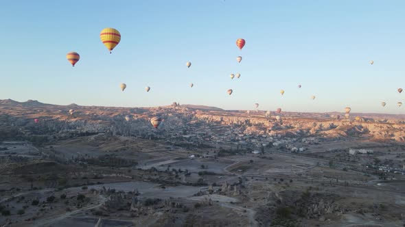 Cappadocia, Turkey : Balloons in the Sky. Aerial View