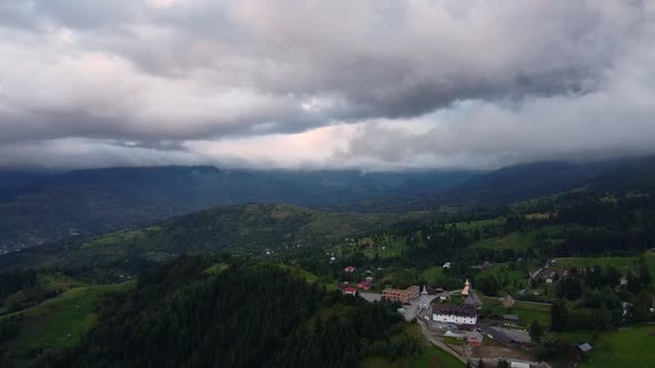 Scenic Aerial Landscape With Hills And Mountains In Romania
