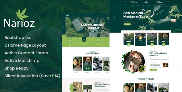 Narioz  - Cannabis & Marijuana HTML Template