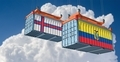 Freight containers with Faroe Islands and Ecuador flag. - PhotoDune Item for Sale
