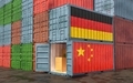 Stacks of Freight containers. German and China flag. - PhotoDune Item for Sale