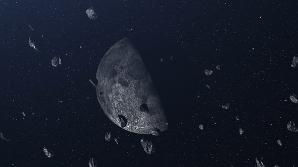 Asteroids Meteors Flying Toward the Moon