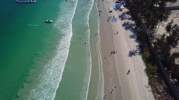 Drone Footage of Sea Coastline with Entertainment Area.