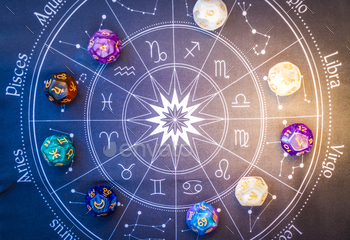 view. Fortune telling and astrology predictions concept, magic rituals and exoteric experience