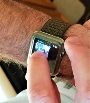 g his fashionable Apple iwatch for important messages. Modern Technology!