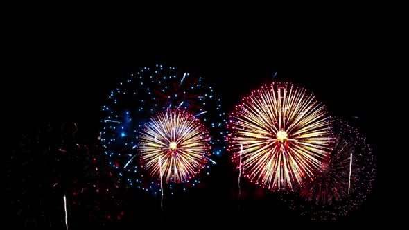  Real Fireworks display celebration, Colorful New Year Firework .