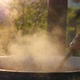 Lot of steam from the cauldron with ajvar mixture slow motion video - VideoHive Item for Sale