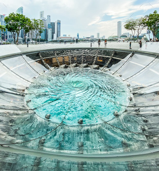 View of The Rain Oculus at The Shoppes at Marina Bay Sands.