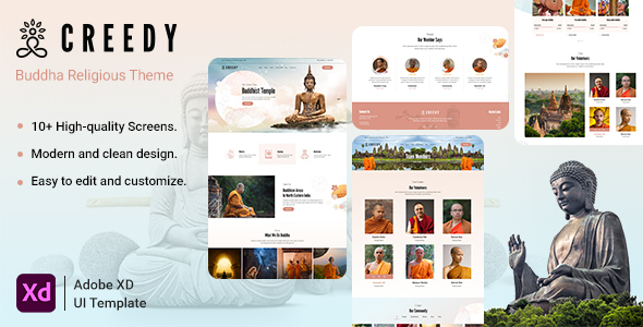 Creedy - Buddha & Religion Website Adobe XD Template