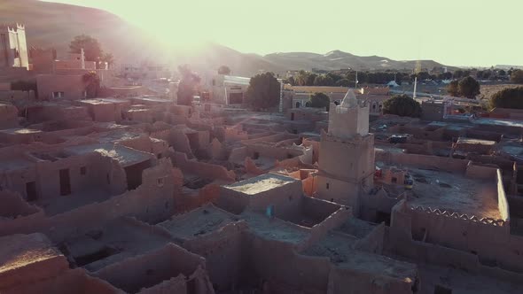 Aerial View Of The Authentic Ancient Taghit In The Sahara Desert, Algeria