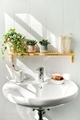 Close up of white sink in bathroom in eco-froendly style - PhotoDune Item for Sale