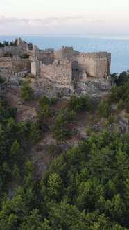 Vertical Video Alanya Castle  Alanya Kalesi Aerial View