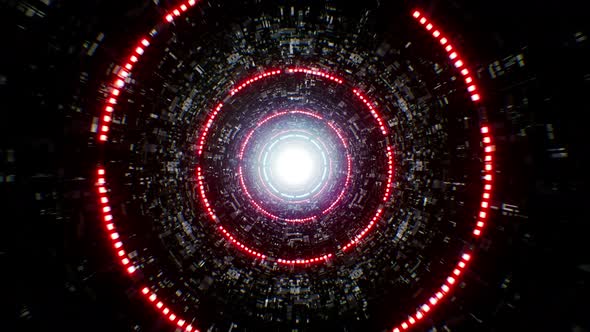 Sci Fi Red Light Tunnel Loop 4K