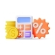 3D Calculator with Golden Coins Percent Symbol - GraphicRiver Item for Sale