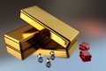 3D gems and gold bars lie on a reflective surface in the form of wealth and luxury - PhotoDune Item for Sale