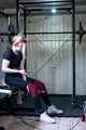 During lockdown young woman doing powerlifting in improvised home gym - PhotoDune Item for Sale