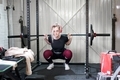 During lockdown young woman doing powerlifting in improvised home gym - PhotoDune Item for Sale
