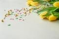 Easter colored sprinkles spilled from champagne flute on the white background - PhotoDune Item for Sale