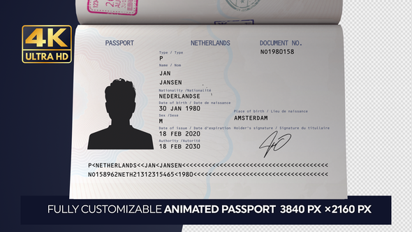 Fully Customizable Animated Passport - Ultra HD