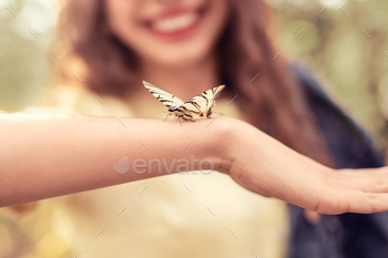of blurred lady on calm summer day