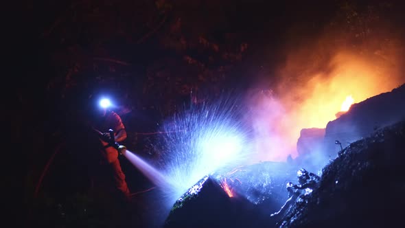 Extinguish a Forest Fire at Night