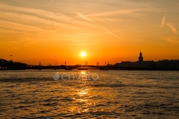 Sunset in Saint Petersburg city