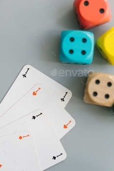 Card game with colorful dice