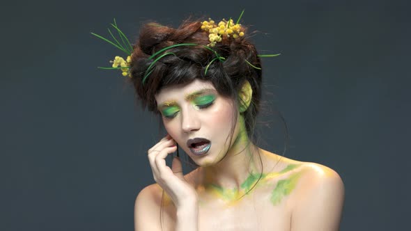 Woman Wearing Nature Themed Makeup
