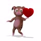 Brown Pig Dancing With A Heart on White Background - VideoHive Item for Sale