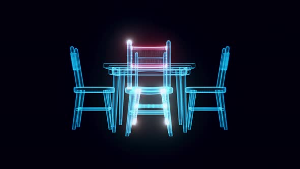 Dining Table And Chair Hologram 4k