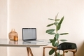 Modern workplace with blank screen laptop. Stylish office interior. - PhotoDune Item for Sale