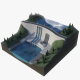 Dam Hydroelectric power station Low-poly - 3DOcean Item for Sale