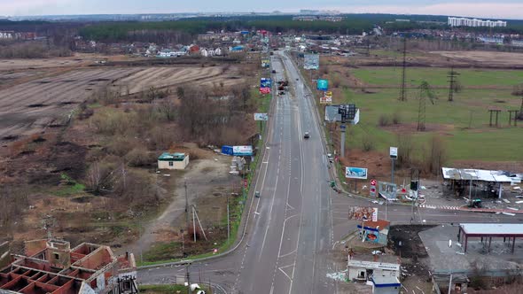 Top view of the road and the destroyed equipment of the Russian invaders. alt
