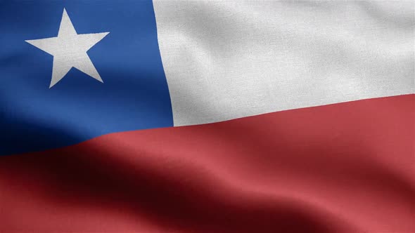 Chile Flag Seamless Closeup Waving Animation