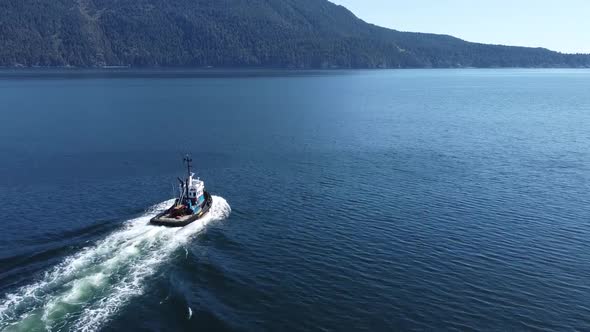 Tugboat cruising through Howe Sound