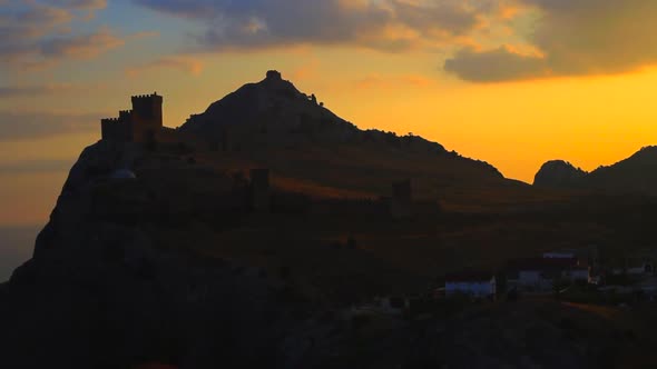 Panorama of Ancient Genoese Fortress in Sudak Town