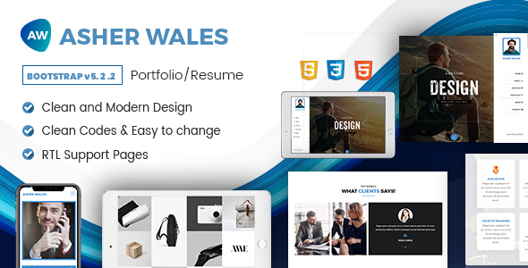 AW | Personal / Portfolio / Resume One Page HTML5 Template