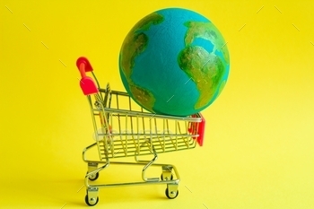 th inside on a yellow background.america, art, basket, blue, business, buy, cage, carry, cart, chrome, commerce, commercial, concept, consumer, discount, e-shop, earth, economic, europe, full, global, globe, green, hypermarket,  metal, online, planet, planet earth, purchase, push, pushcart, reduction, retail, sale, sell, shopping, shopping cart, shopping trolley, single, store,  transport, transportation, travel, trolley