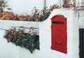 Beautiful background of a red post and flowers on a entrance  - PhotoDune Item for Sale