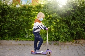 -19 quarantine and lockdown,child, face mask, scooter, ride, safety, face, mask, social distancing, new normal, coronavirus, boy, infection, prevention, lockdown, protection, quarantine, covid-19, epidemic, pandemic, corona virus, disease, children, school, reopen, flu, education, childhood, open, normal, kids, illness, outbreak, student, learning, fever, ill, pollution, influenza, care, person, protective, health, people, medical, virus, concept, elementa