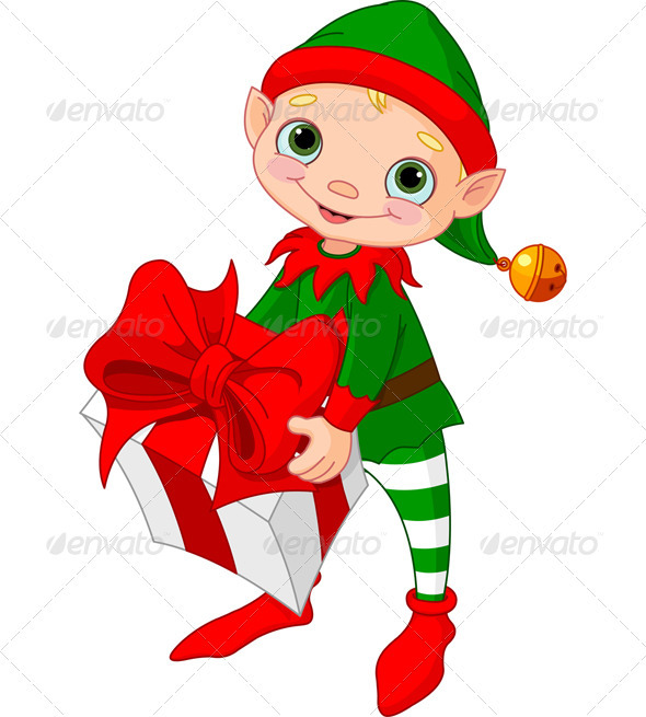 Christmas Elf with gift