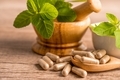 Alternative medicine herbal organic capsule with vitamin E omega 3 fish oil, mineral, drug herb leaf - PhotoDune Item for Sale