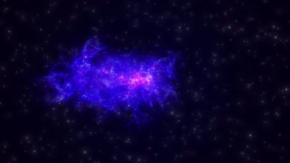 Through Abstract Colorful Blue and Purple Space Nebula