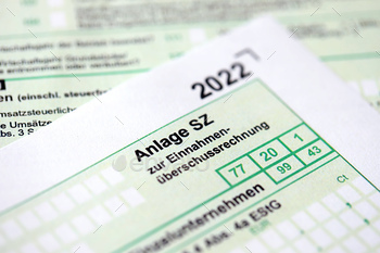 rest form close up. The concept of taxation and accountant paperwork Germany and Europe