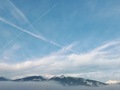 Blue sky, fog and mountains, cloudy day, clouds - PhotoDune Item for Sale