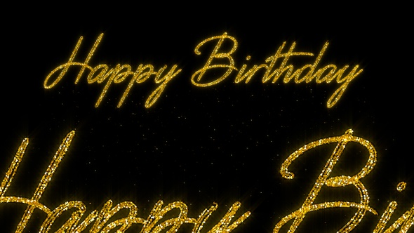 Happy Birthday - Golden Glitter Text - 4K alt