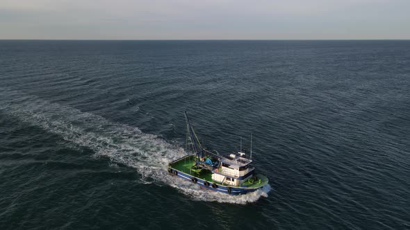 Drone View Boat On The Sea
