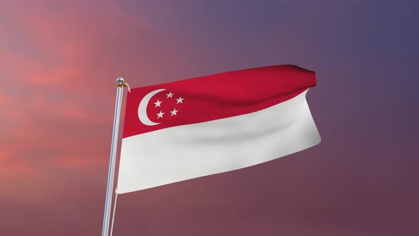 Flag Of Singapore Waving 4k